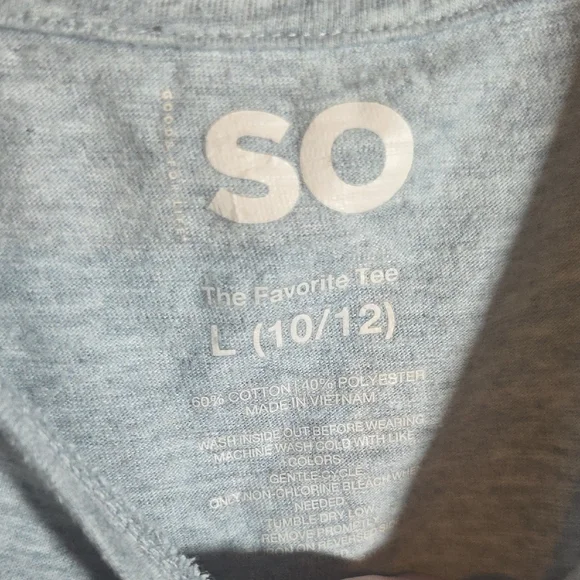 SO  Gray T-Shirt with Sloth and Floral Design girls size L (10/12) - Picture 3 of 3